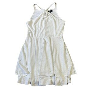 13 - Junior’s SEQUIN HEARTS Twisted Halter Eyelet Short Dress White Sleeveless